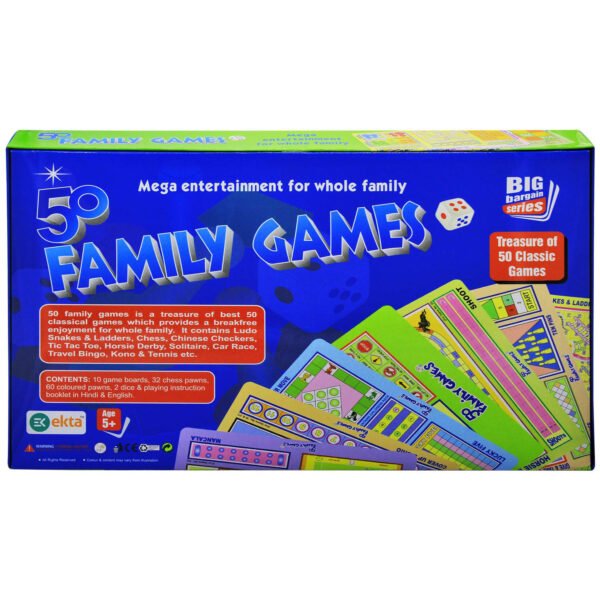 Ekta 50 In 1 Family Games Party Fun Board Game All 50 Classical Indoor Board Games In Pack Of 1 All Age Group Smiles The Gift Shop