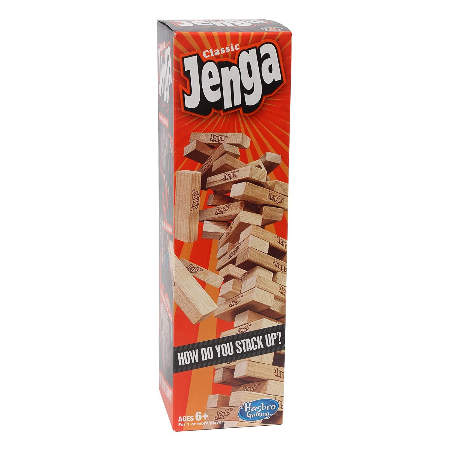 Hasbro Gaming Classic Jenga, Hardwood Blocks, Stacking Tower Game for ...
