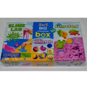 toytub ekta 3 in 1 big creative box magic bouncy balls, slime lab and active sand sea creatures- Multi color