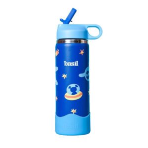 Basil HydraPop Insulated Steel Bottle, 600ml – Super Swoosh | Stainless Steel | Double-Wall Insulated | Fits Wander Bag | Ages 7-12