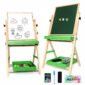 Chanak 2-in-1 wooden easel board with magnetic whiteboard and chalkboard